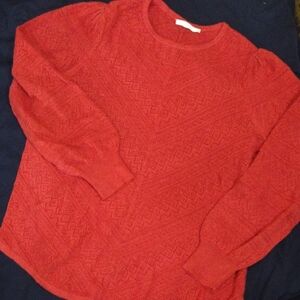Chico's "Ruby Red" Stitched Sweater - L   Soft To The Touch Gentle On The Skin